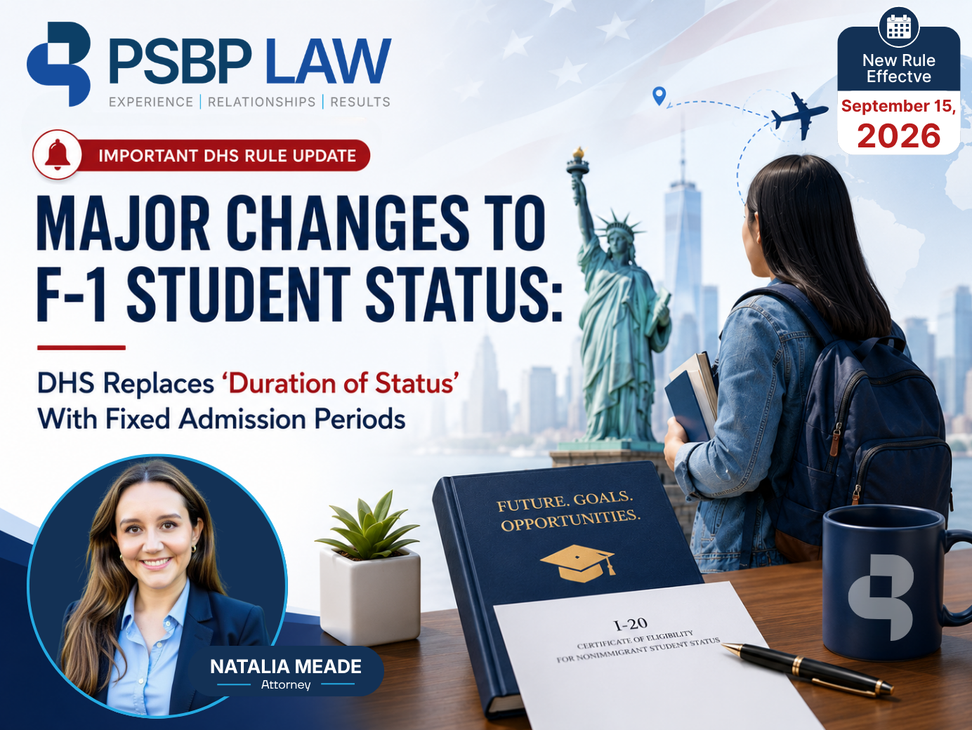 DHS F-1 student status rule changes effective September 15, 2026, including fixed admission periods and new USCIS extension requirements.